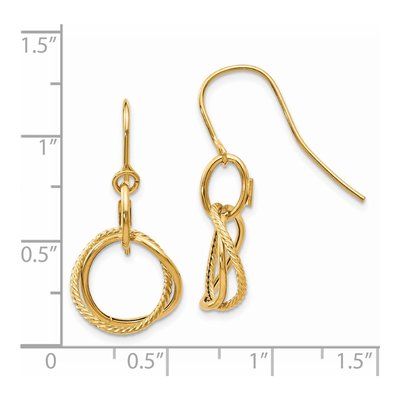14K Yellow Gold Twisted Circle Dangle Earrings – view 3