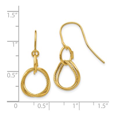 14K Yellow Gold Twisted Circle Dangle Earrings – view 6