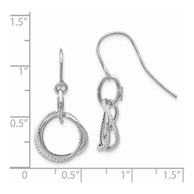 14K White Gold Twisted Circle Dangle Earrings – view 3
