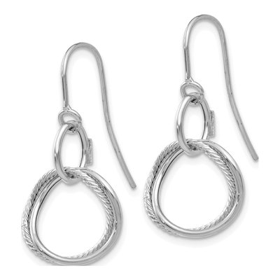 14K White Gold Twisted Circle Dangle Earrings – view 4