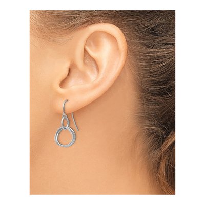 14K White Gold Twisted Circle Dangle Earrings – view 5
