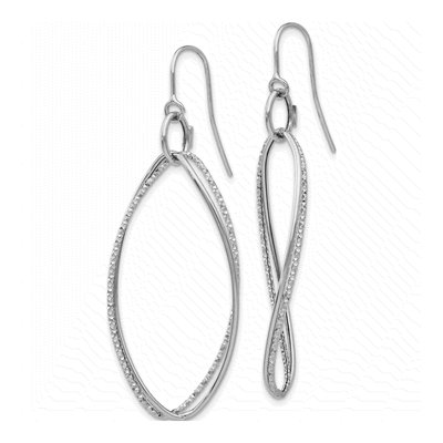 14K White Gold Twisted Dangle Earrings – view 4
