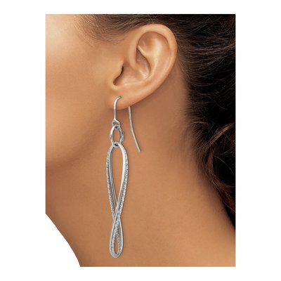 14K White Gold Twisted Dangle Earrings – view 5