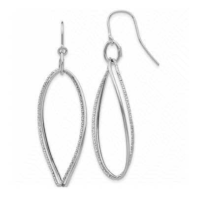 14K White Gold Twisted Dangle Earrings
