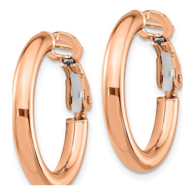 14K Rose Gold 22mm Omega Back Hoop Earrings – view 3
