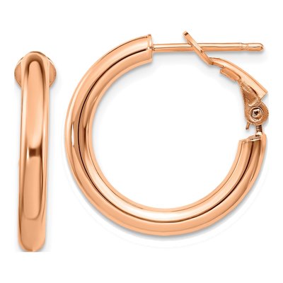 14K Rose Gold 22mm Omega Back Hoop Earrings