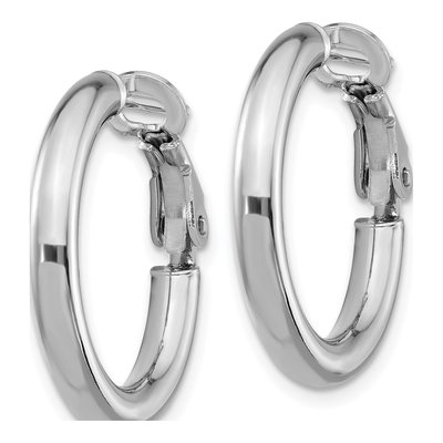 14K White Gold 22mm Omega Back Tube Hoop Earrings – view 3