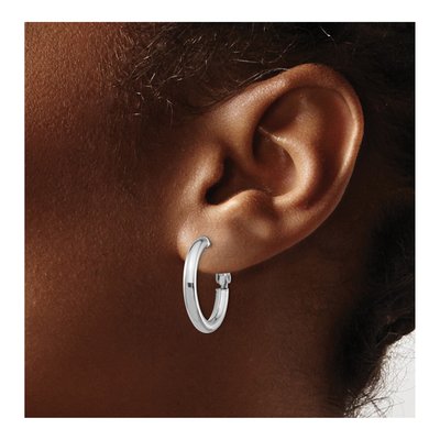 14K White Gold 22mm Omega Back Tube Hoop Earrings – view 4