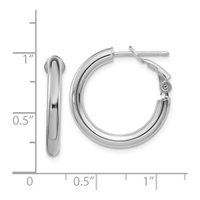 14K White Gold 22mm Omega Back Tube Hoop Earrings – view 5