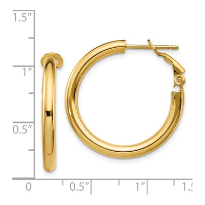 14K Yellow Gold 25mm Omega Back Hoop Earrings – view 5