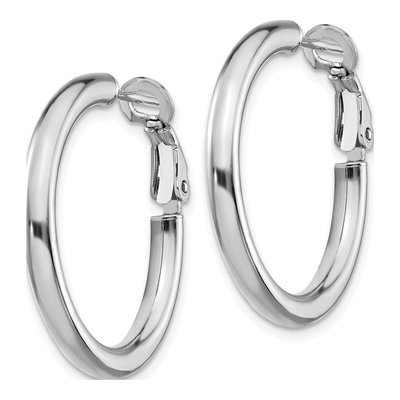 14K White Gold 27mm Omega Back Hoop Earrings – view 3