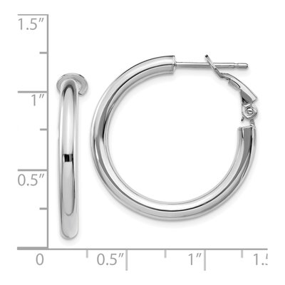 14K White Gold 27mm Omega Back Hoop Earrings – view 5