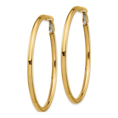 14K Yellow Gold 52mm Omega Back Tube Hoop Earrings – view 3