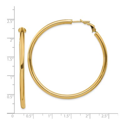 14K Yellow Gold 52mm Omega Back Tube Hoop Earrings – view 5