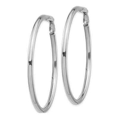 14K White Gold 52mm Omega Back Tube Hoop Earrings – view 3