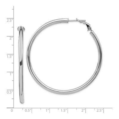 14K White Gold 52mm Omega Back Tube Hoop Earrings – view 5