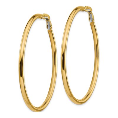 14K Yellow Gold 57mm Round Omega-Back Tube Hoop Earrings – view 3