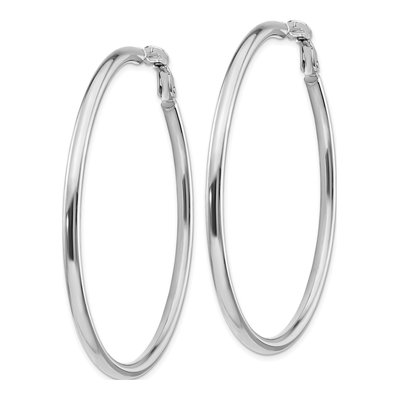 14K White Gold 57mm Round Tube Hoop Earrings – view 3