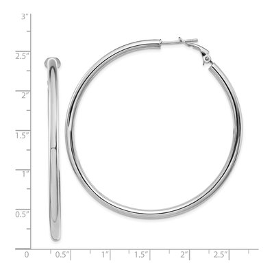 14K White Gold 57mm Round Tube Hoop Earrings – view 5