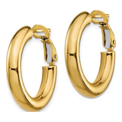 14K Yellow Gold Omega Back Hoop Earrings – view 3