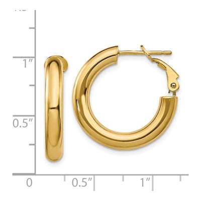14K Yellow Gold Omega Back Hoop Earrings – view 4