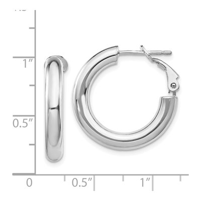 14K White Gold 24mm Omega Back Tube Hoop Earrings – view 5