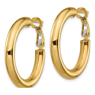 14K Yellow Gold 29mm Omega Back Tube Hoop Earrings – view 3