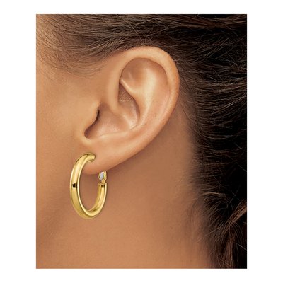 14K Yellow Gold 29mm Omega Back Tube Hoop Earrings – view 4