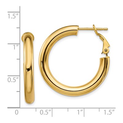 14K Yellow Gold 29mm Omega Back Tube Hoop Earrings – view 5