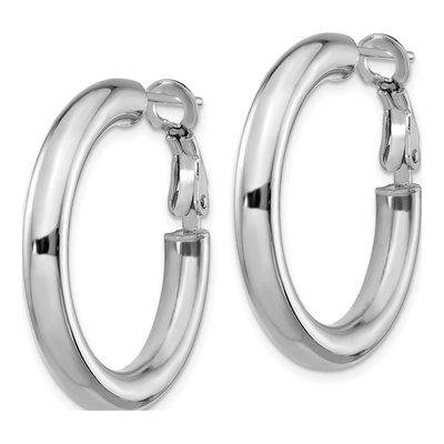 14K White Gold 29mm Omega-Back Tube Hoop Earrings – view 3