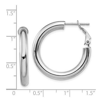 14K White Gold 29mm Omega-Back Tube Hoop Earrings – view 5