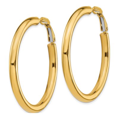 14K Yellow Gold 45mm Omega Back Tube Hoop Earrings – view 3