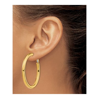 14K Yellow Gold 45mm Omega Back Tube Hoop Earrings – view 4