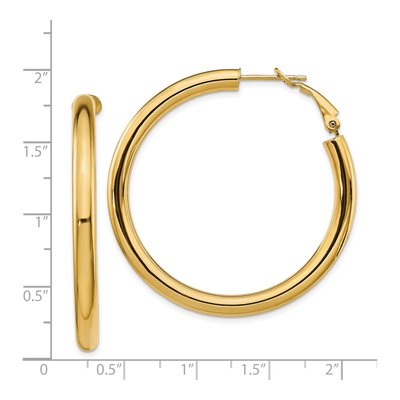 14K Yellow Gold 45mm Omega Back Tube Hoop Earrings – view 5