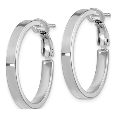 14K White Gold 24mm Square Tube Hoop Earrings – view 3