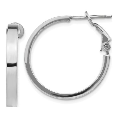 14K White Gold 24mm Square Tube Hoop Earrings