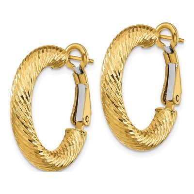 14K Yellow Gold 23mm Diamond-Cut Omega Hoop Earrings – view 3