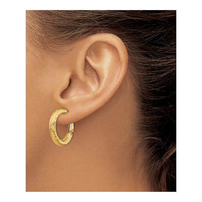 14K Yellow Gold 23mm Diamond-Cut Omega Hoop Earrings – view 4