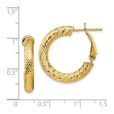 14K Yellow Gold 23mm Diamond-Cut Omega Hoop Earrings – view 5