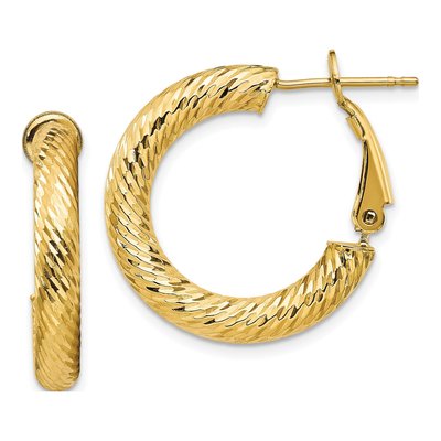 14K Yellow Gold 23mm Diamond-Cut Omega Hoop Earrings