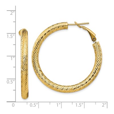14K Yellow Gold 40mm Diamond-Cut Tube Hoop Earrings – view 5