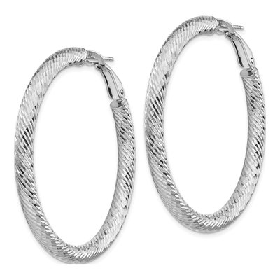 14K White Gold 45mm Round Omega Back Tube Hoop Earrings – view 3