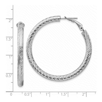 14K White Gold 45mm Round Omega Back Tube Hoop Earrings – view 5
