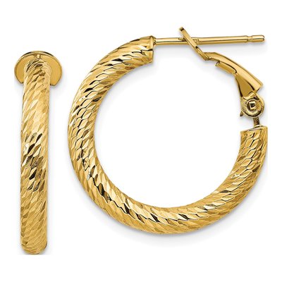 14K Yellow Gold 21mm Diamond-Cut Hoop Earrings
