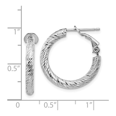 14K White Gold 21mm Diamond-Cut Hoop Earrings – view 5