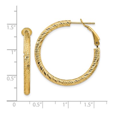 14K Yellow Gold 32mm Diamond-Cut Tube Hoop Earrings – view 4