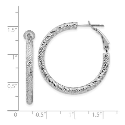 14K White Gold 32mm Diamond-Cut Hoop Earrings – view 5