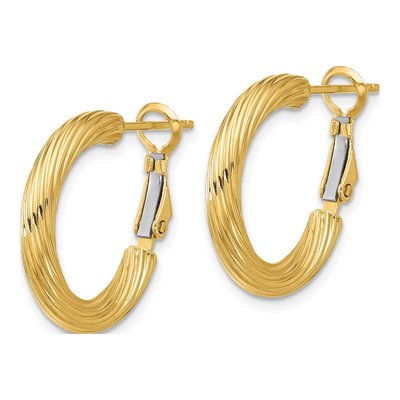 14K Yellow Gold 21mm Twisted Tube Hoop Earrings – view 3