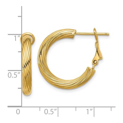 14K Yellow Gold 21mm Twisted Tube Hoop Earrings – view 5