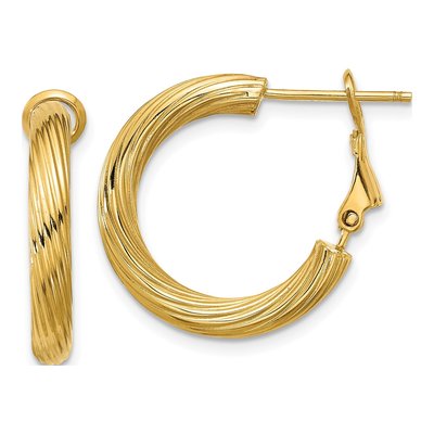 14K Yellow Gold 21mm Twisted Tube Hoop Earrings
